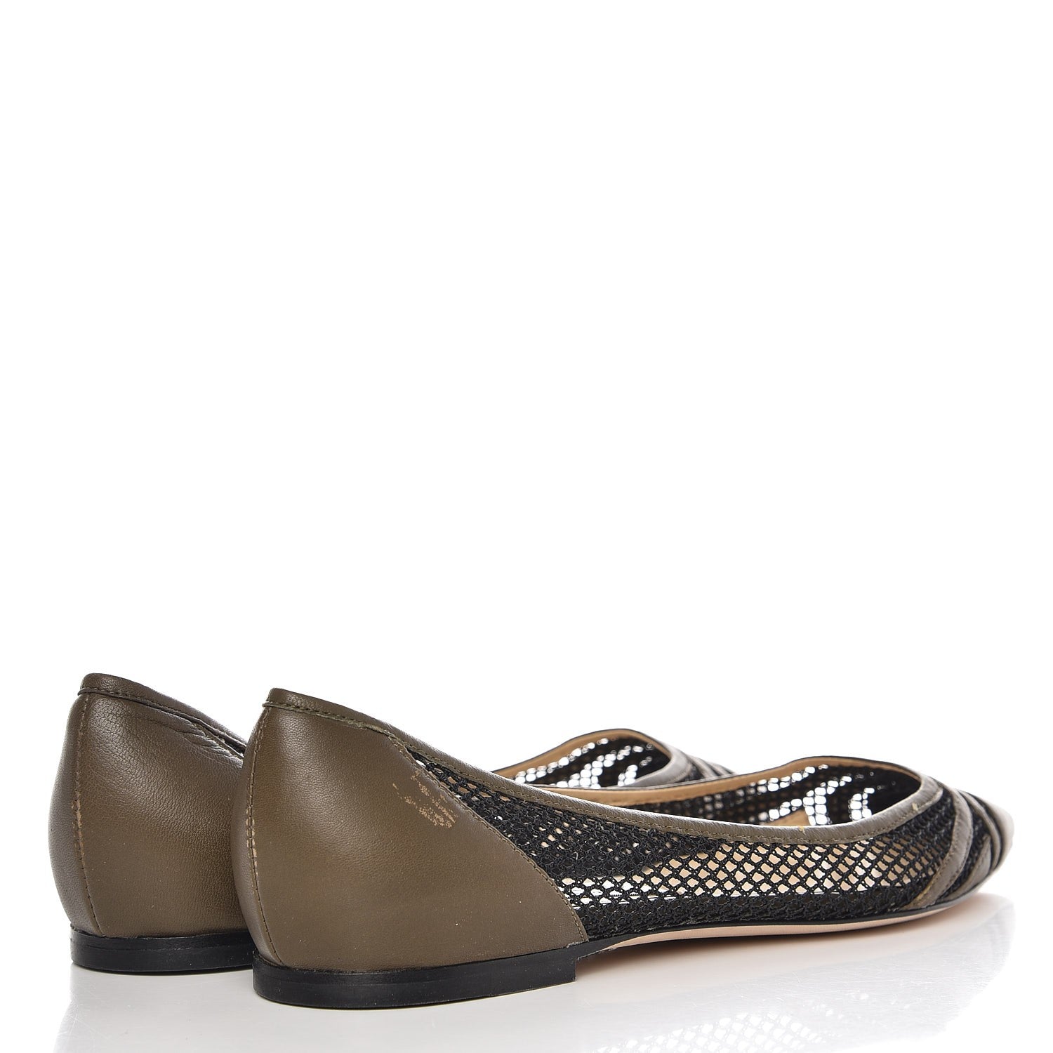 Jimmy Choo Nappa Mesh Hettie Pointy Toe Flats 38 Green 4 of 11