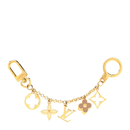 Louis Vuitton Brass Enamel Fleur De Monogram Bag Charm Chain Gold 1 of 3