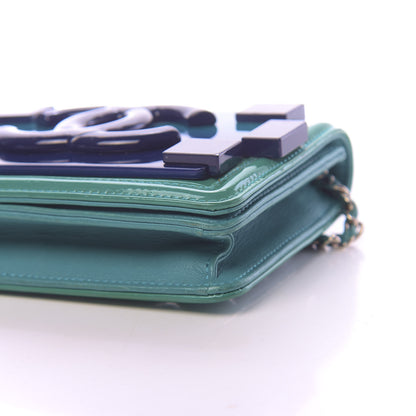 Chanel Plexiglass Patent Mini Boy Brick Flap Turquoise Navy 9 of 11