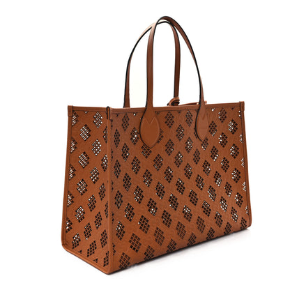 Gucci Calfskin GG Monogram Diamond Cut Medium Ophidia Tote Bag Brown 4 of 10