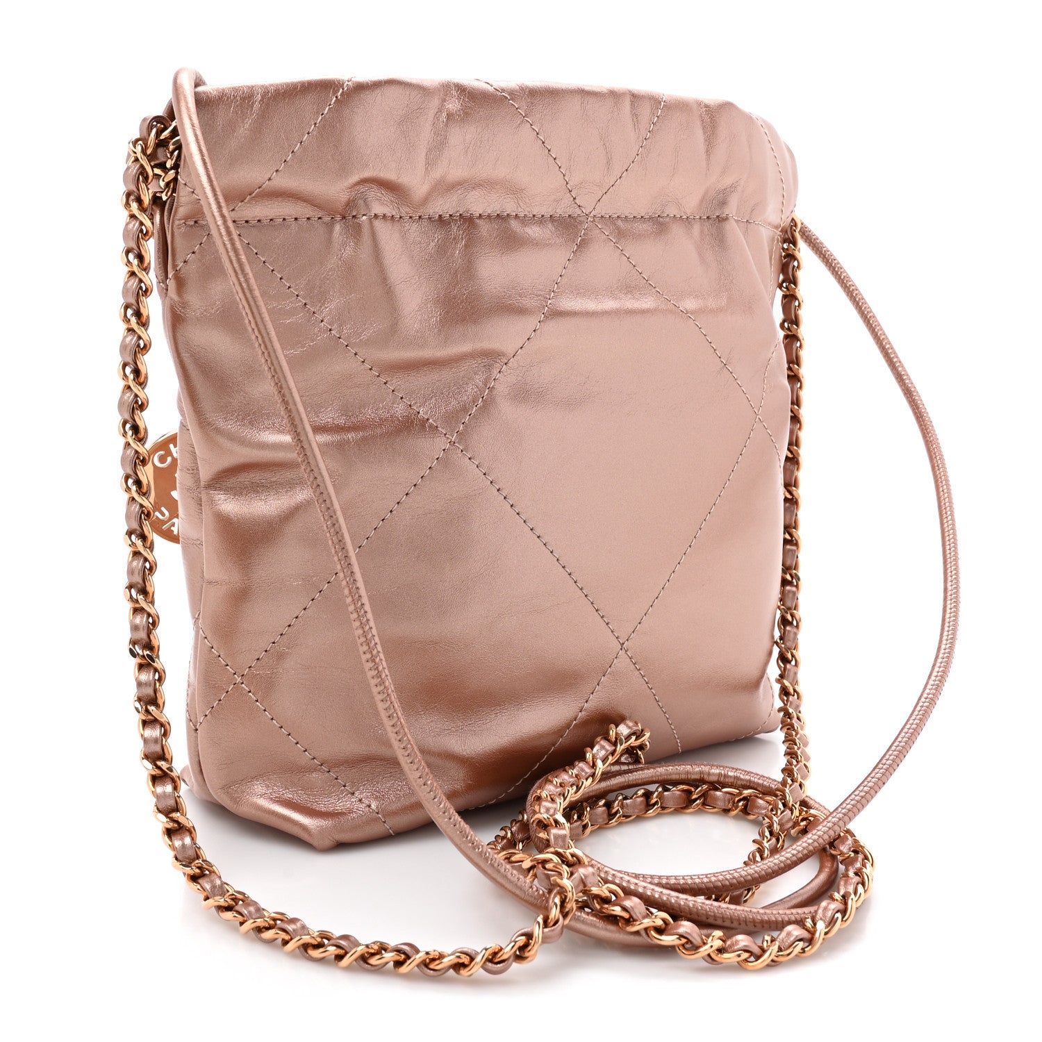 Chanel Metallic Calfskin Quilted Mini Chanel 22 Copper 3 of 10