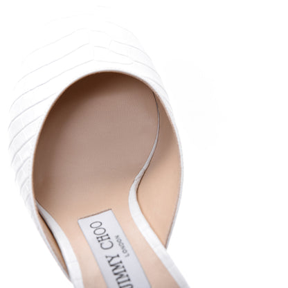 Jimmy Choo Calfskin Crocodile Embossed Rav 65 Mule Pumps 38 Latte 11 of 11