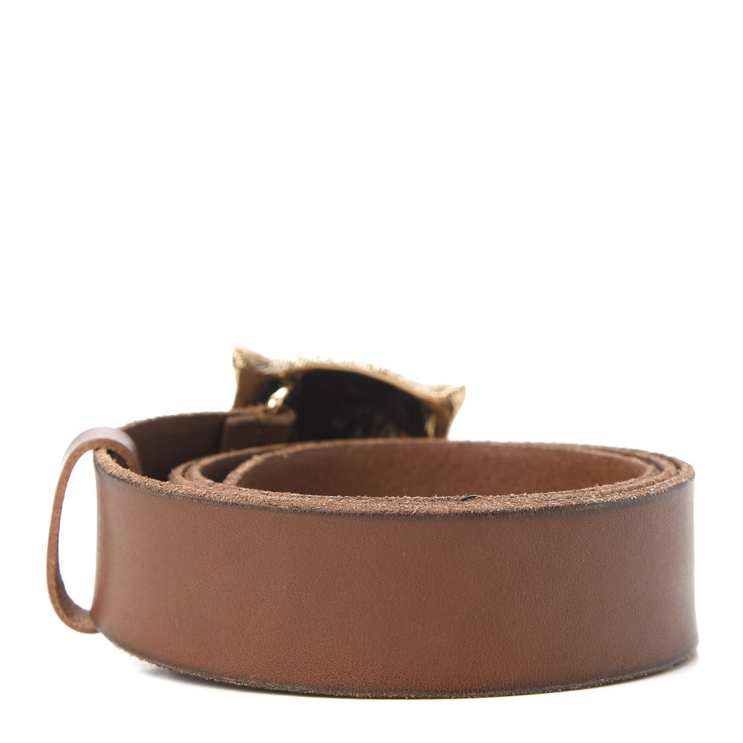 Calfskin Brass Feline Buckle Belt 95 38 Toscano