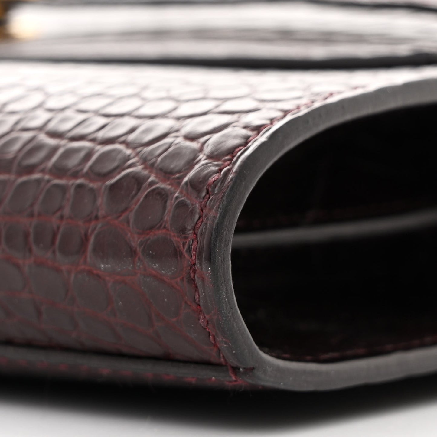 Matte Alligator Kelly Wallet To Go Bordeaux