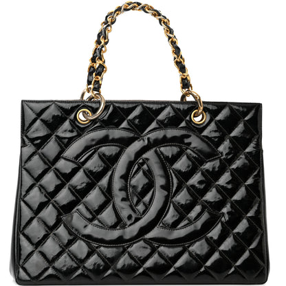 Chanel Patent Quilted Grand Shopping Tote GST Black 9 of 26