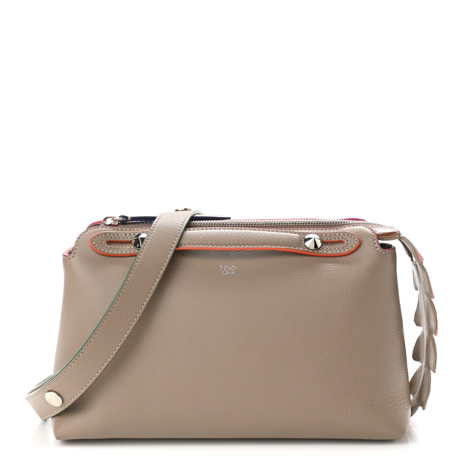 Fendi Vitello Dolce Croc Tail Medium By The Way Boston Bag Tortora Orange Pink 1 of 11