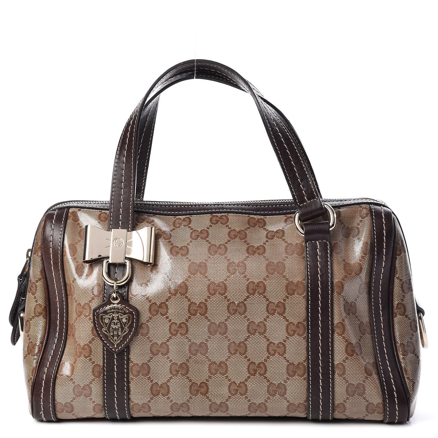 Crystal Monogram Duchessa Boston Bag Brown