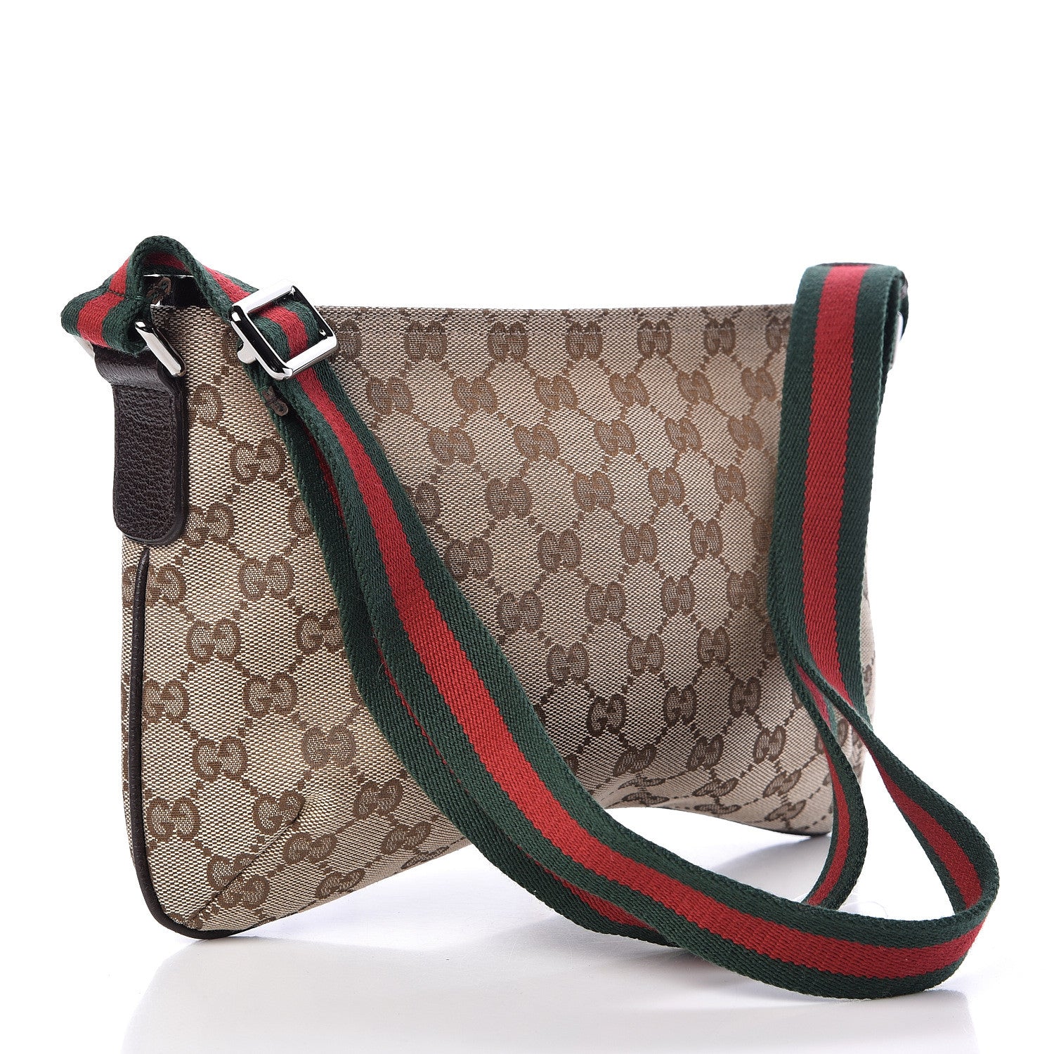 Gucci Monogram Web Small Flat Messenger Crossbody Dark Brown 3 of 10