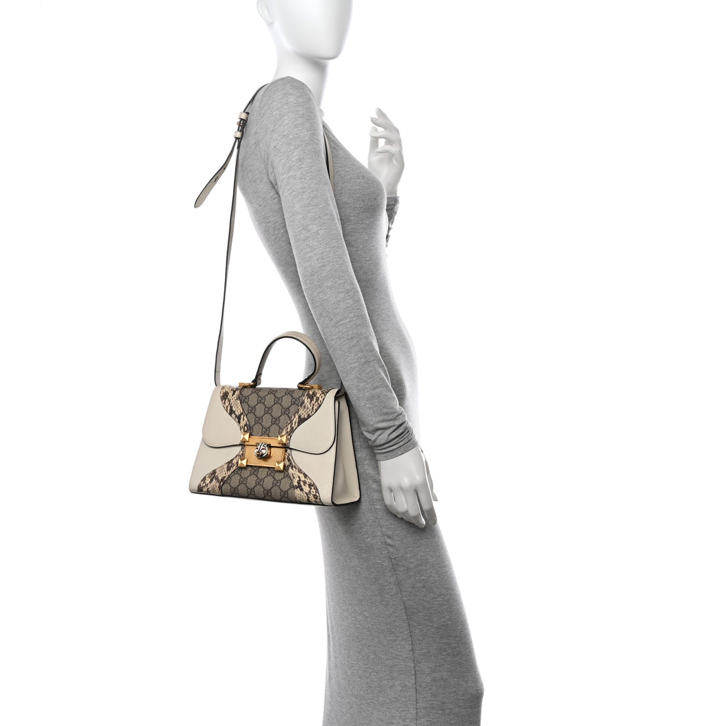 GG Supreme Monogram Small Osiride Top Handle Bag Beige Gold