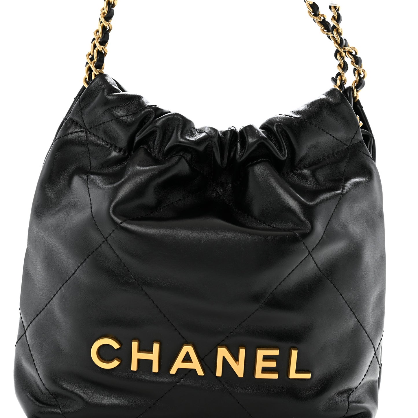 Shiny Calfskin Quilted Mini Chanel 22 Black