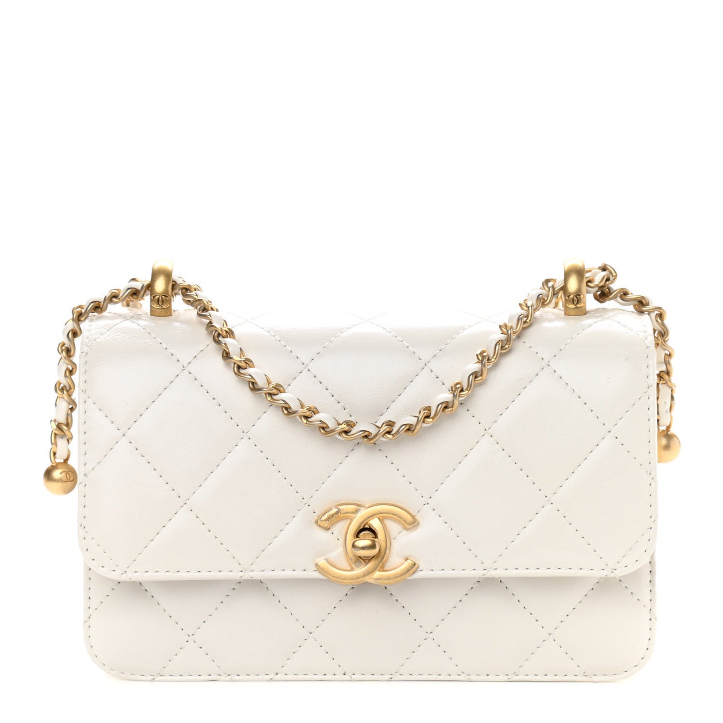 Calfskin Quilted Mini Perfect Fit Flap White