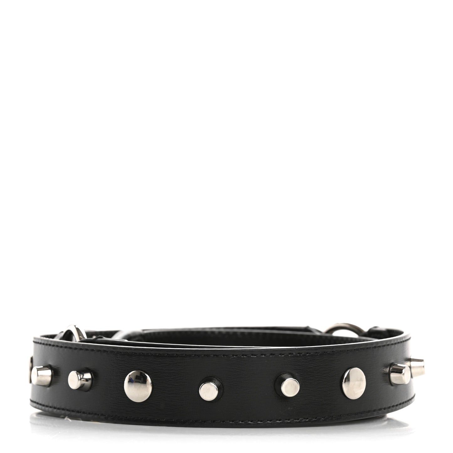 Calfskin Studded Logo Shoulder Strap Black