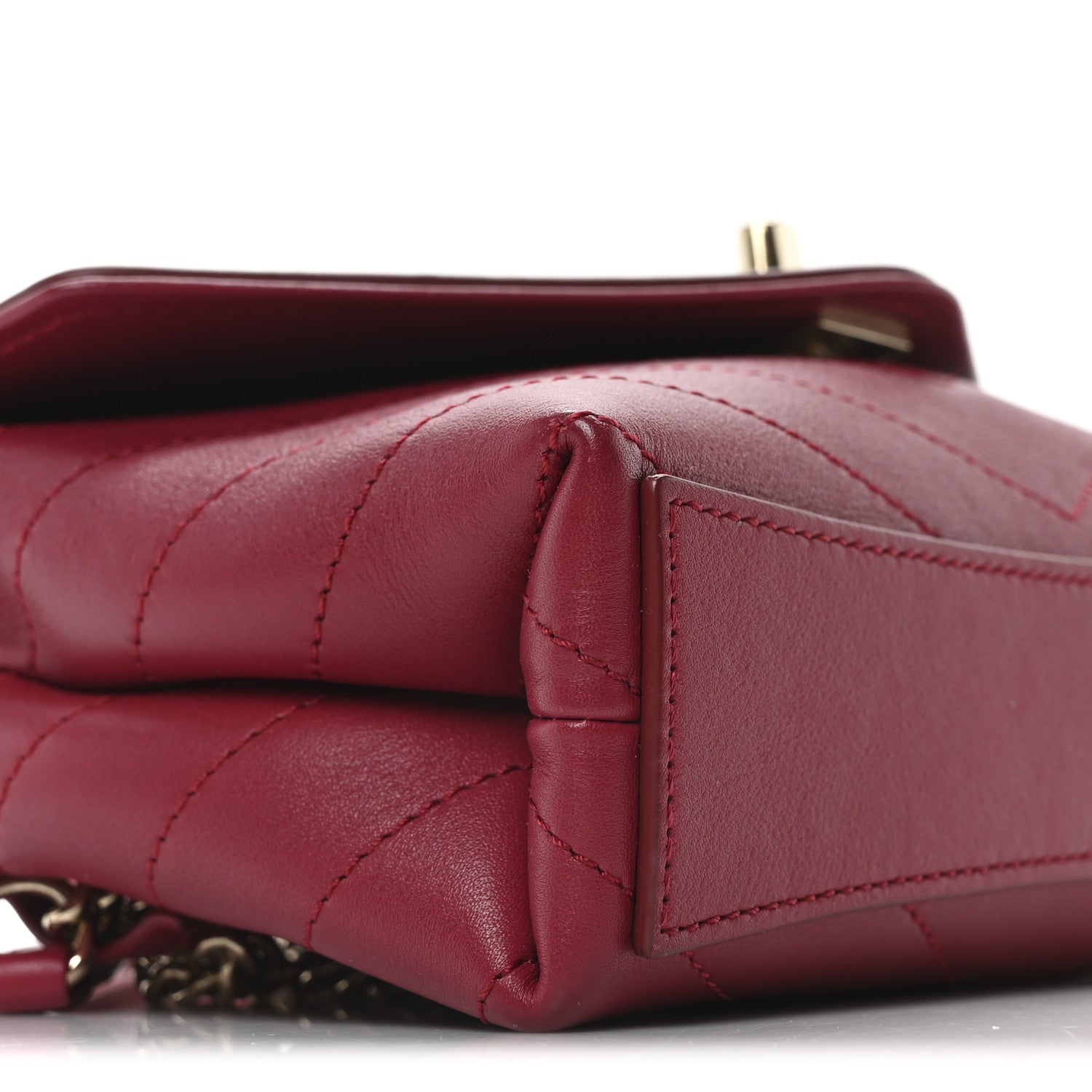 Chanel Calfskin Chevron Stitched Coco Waist Bag Red 9 of 10
