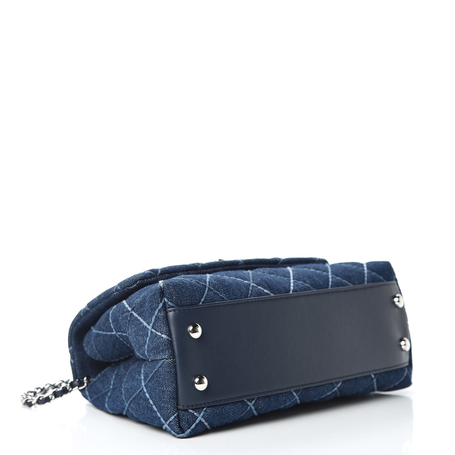 Denim Quilted Mini Coco Handle Flap Blue