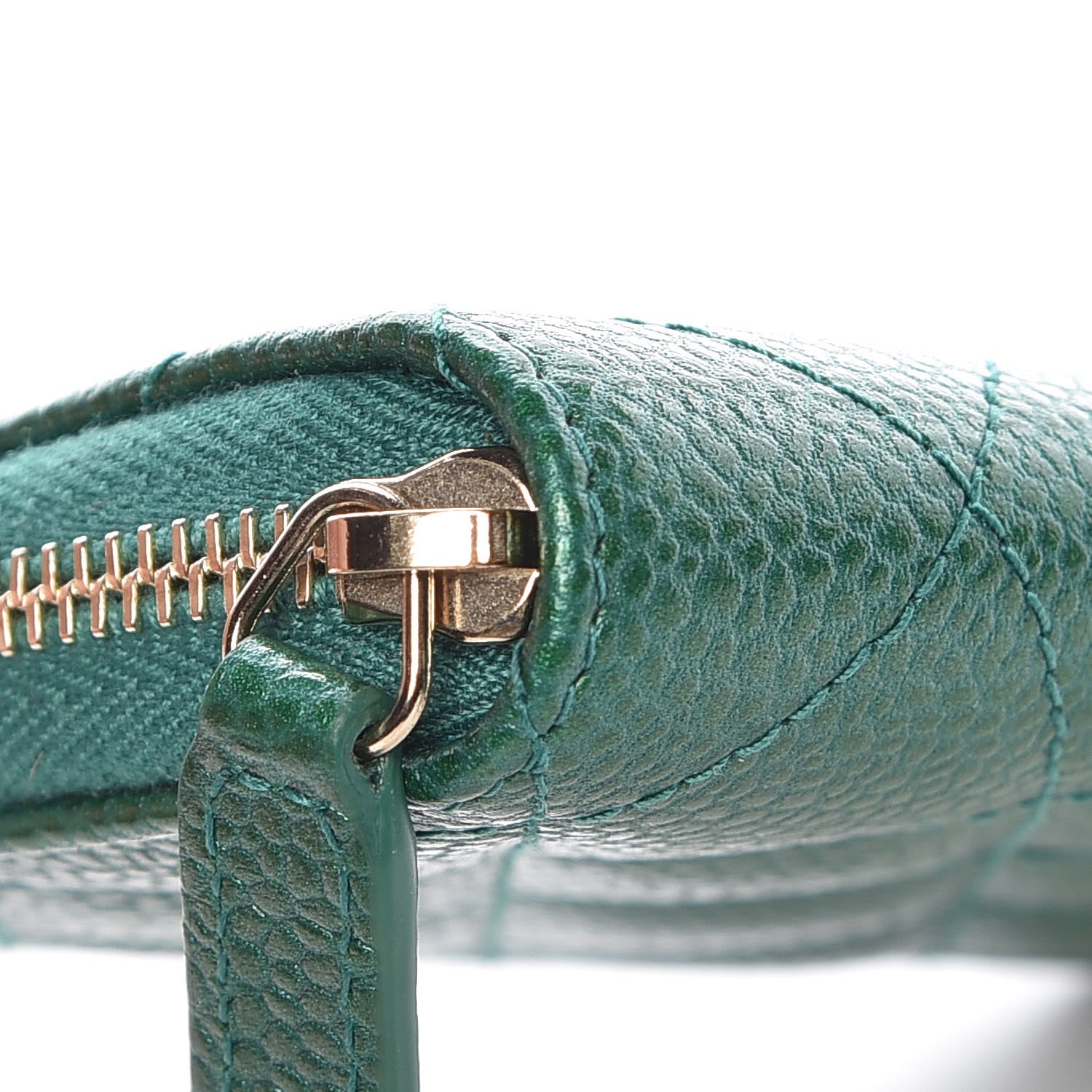 Chanel Metallic Caviar Quilted Zip Coin Purse Green 8 of 10
