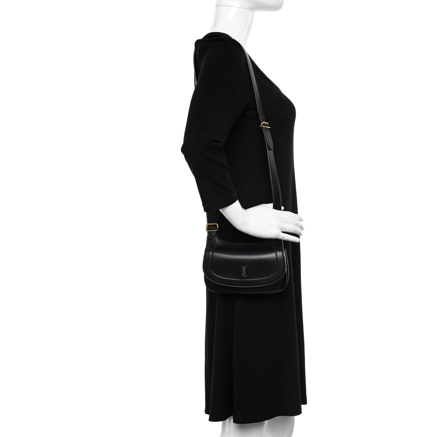 Smooth Calfskin Small Charlie Shoulder Bag Black