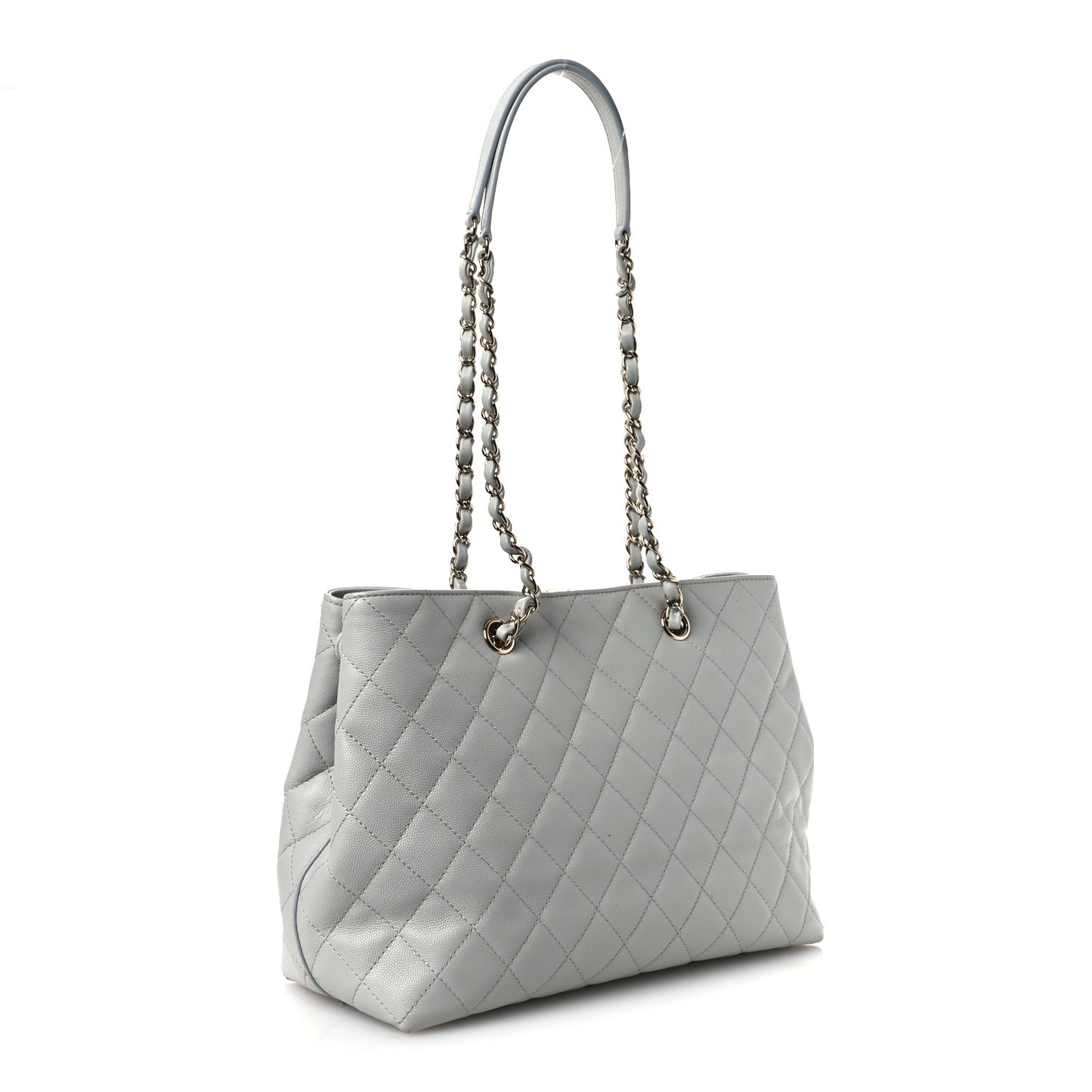 Caviar Quilted Shopping Tote Light Green