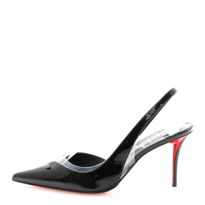 Christian Louboutin Patent PVC Posticha 80 Slingback Pumps 37 Black 1 of 9