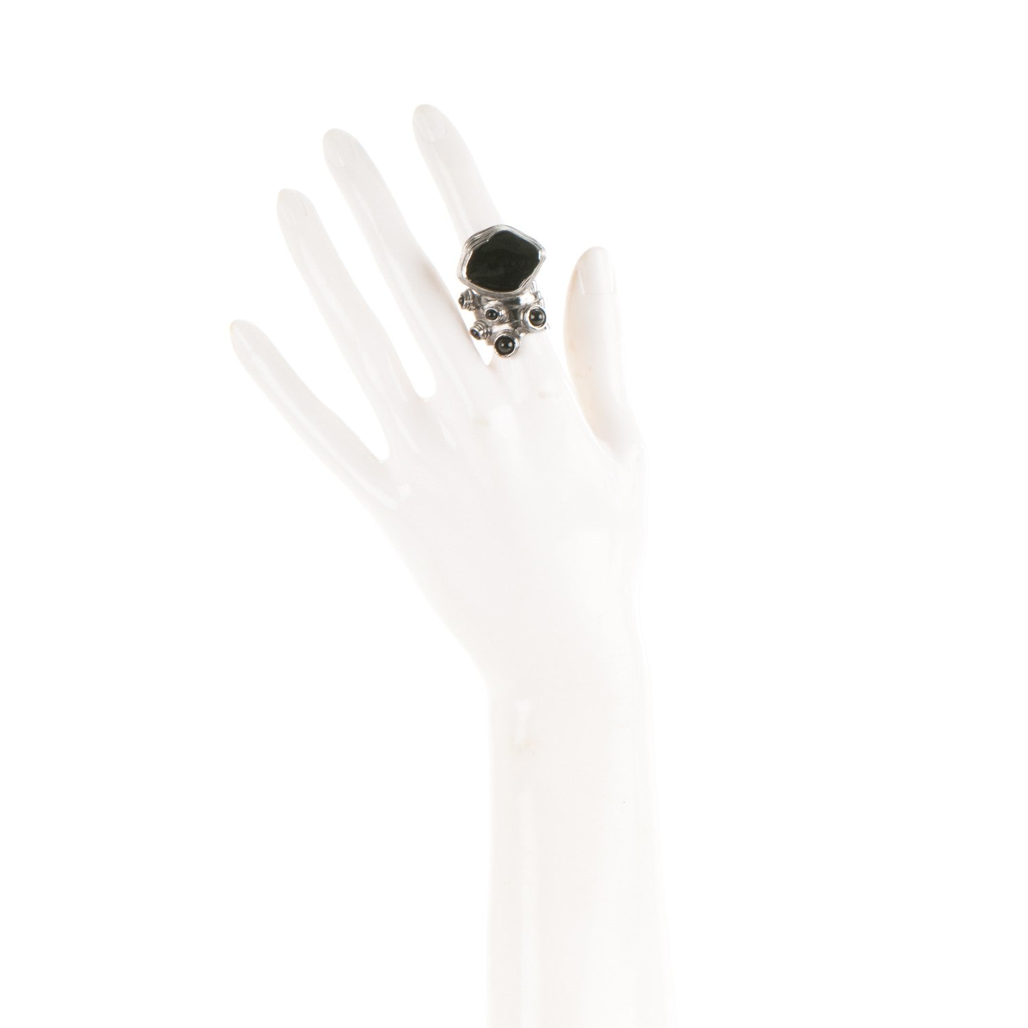 Saint Laurent Enamel Arty Ring 5 Tin Black 2 of 4