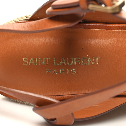 Saint Laurent Calfskin Tribute 95 Platform Espadrille Wedge Sandals 41 Brown 7 of 7