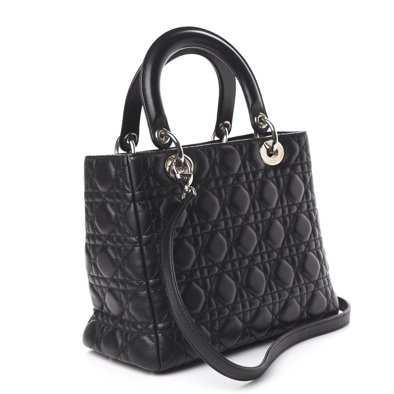 Christian Dior Lambskin Cannage Medium Lady Dior Black 2 of 9
