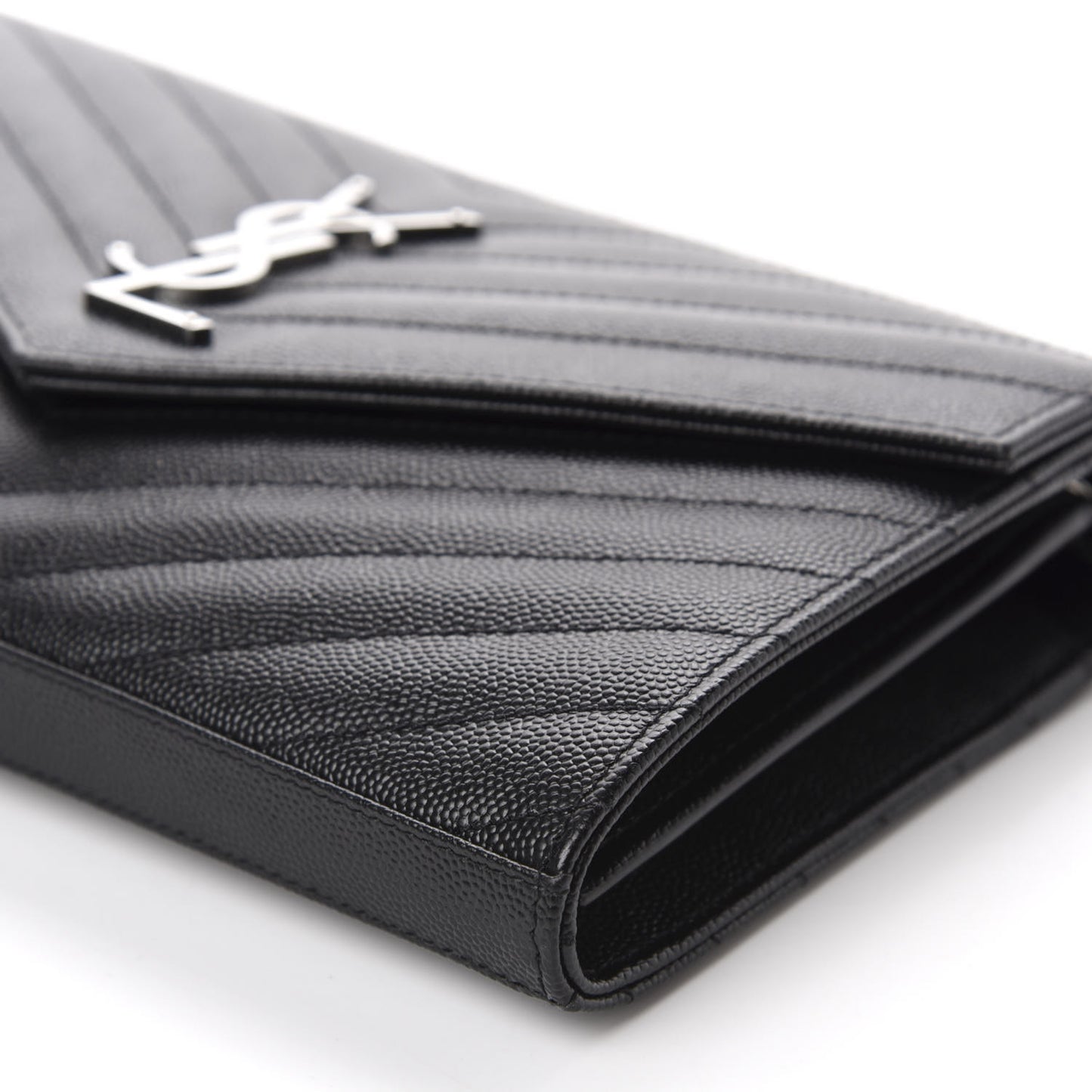 Grain De Poudre Matelasse Chevron Monogram Chain Wallet Black