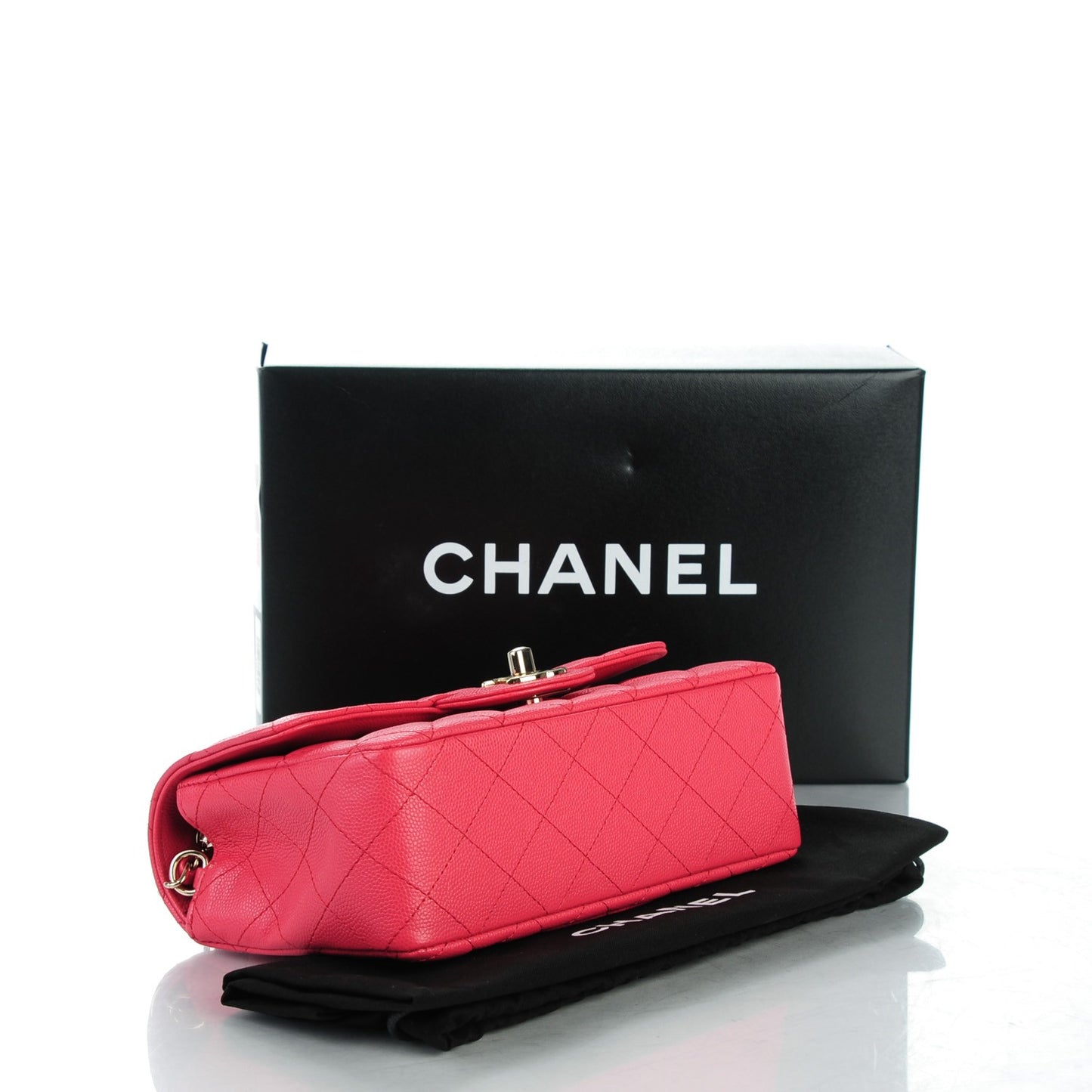 Caviar Quilted Mini Rectangular Flap Dark Pink