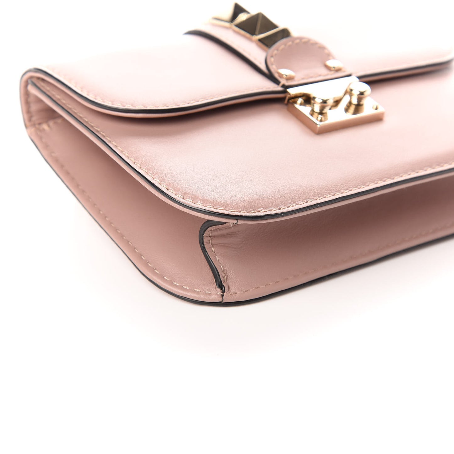 Vitello Small Glam Lock Rockstud Flap Poudre