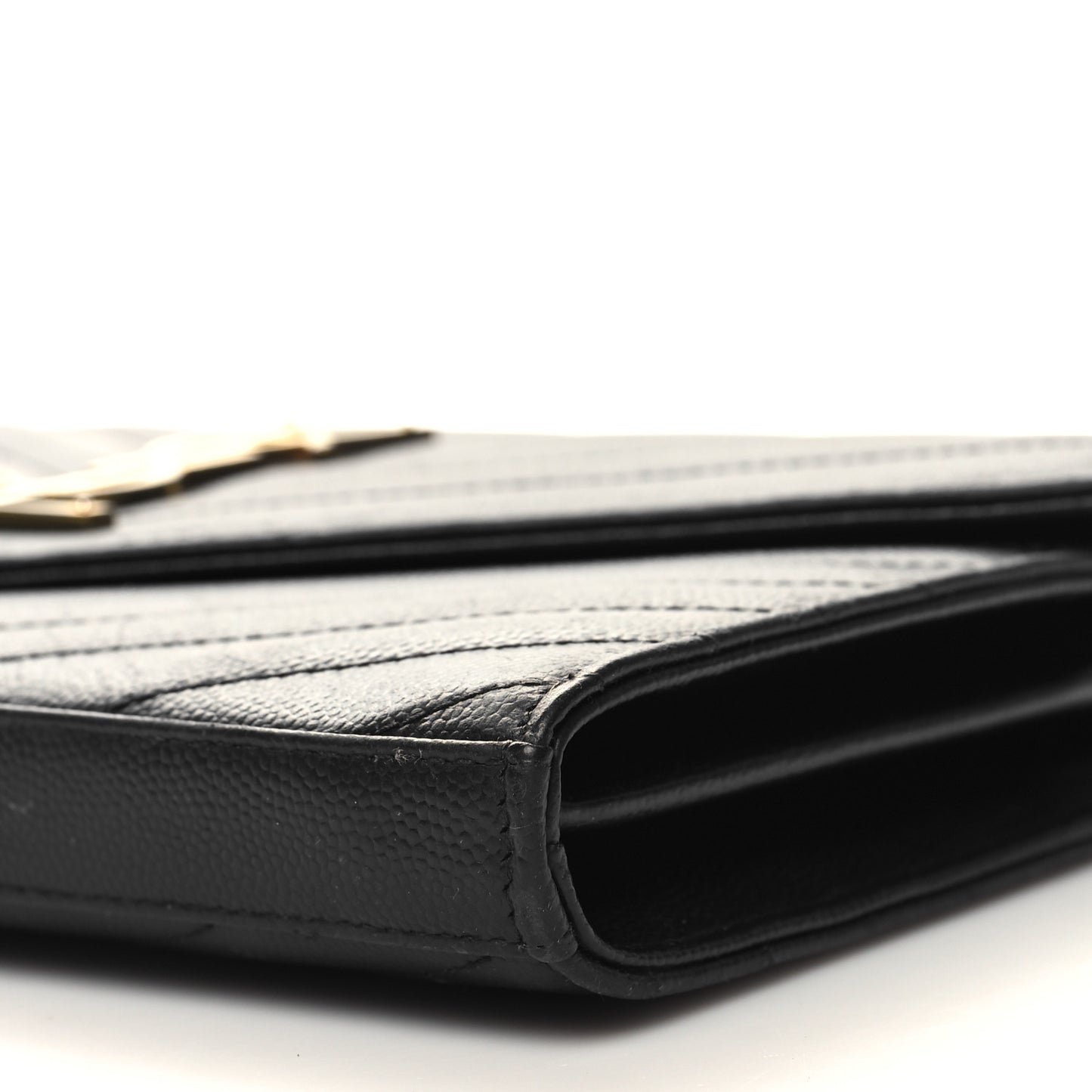 Grain De Poudre Matelasse Chevron Monogram Chain Wallet Black