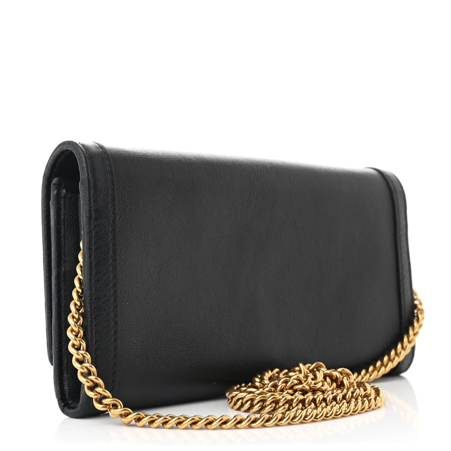 Wonka Grain Calfskin Diana Chain Wallet Black