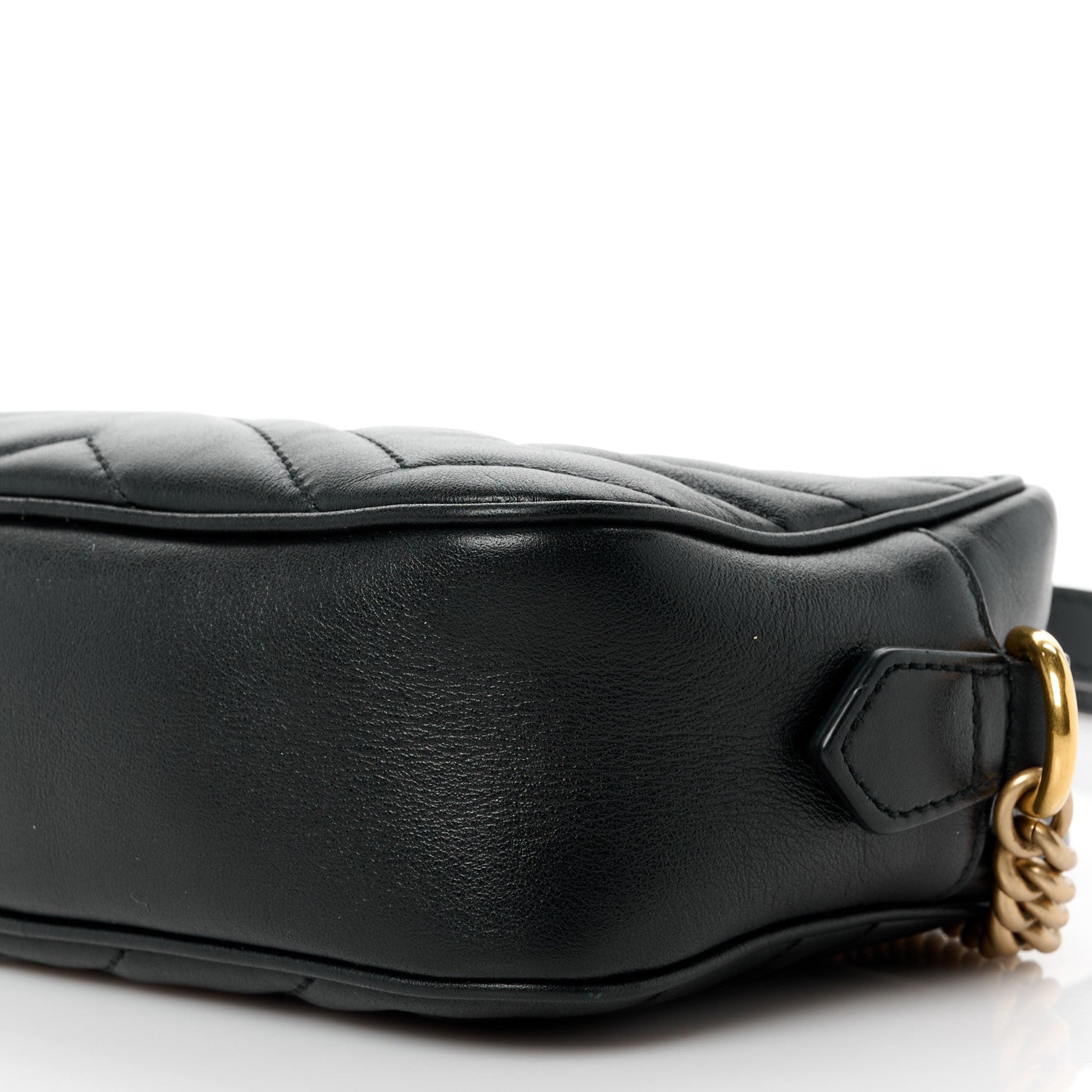 Gucci Calfskin Matelasse Mini GG Marmont Chain Shoulder Bag Black 11 of 16