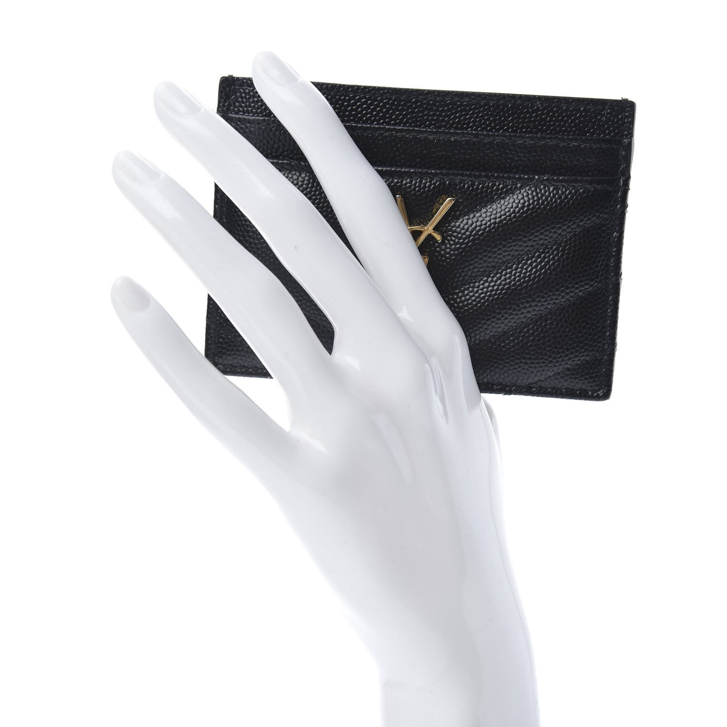 Grain De Poudre Matelasse Chevron Monogram Credit Card Case Black