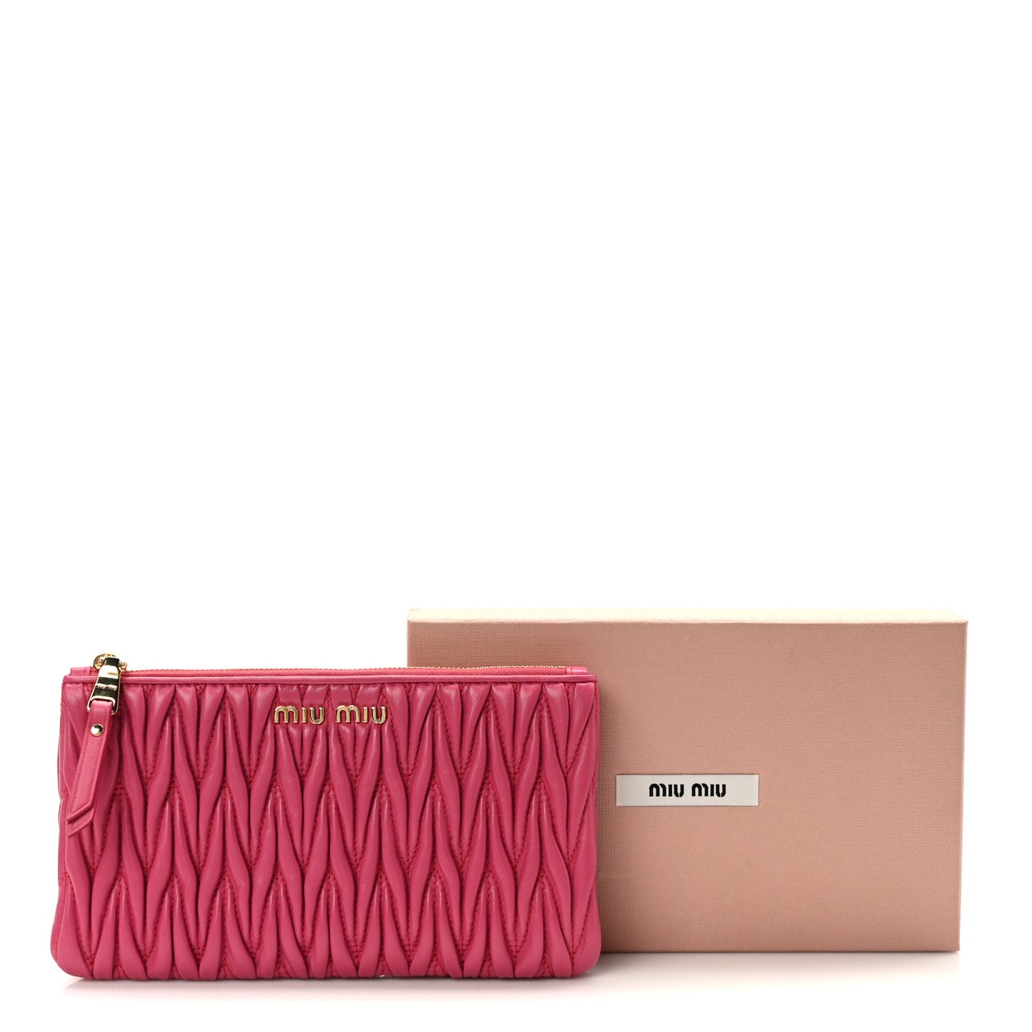 Nappa Matelasse Quilted Zip Wallet Magenta