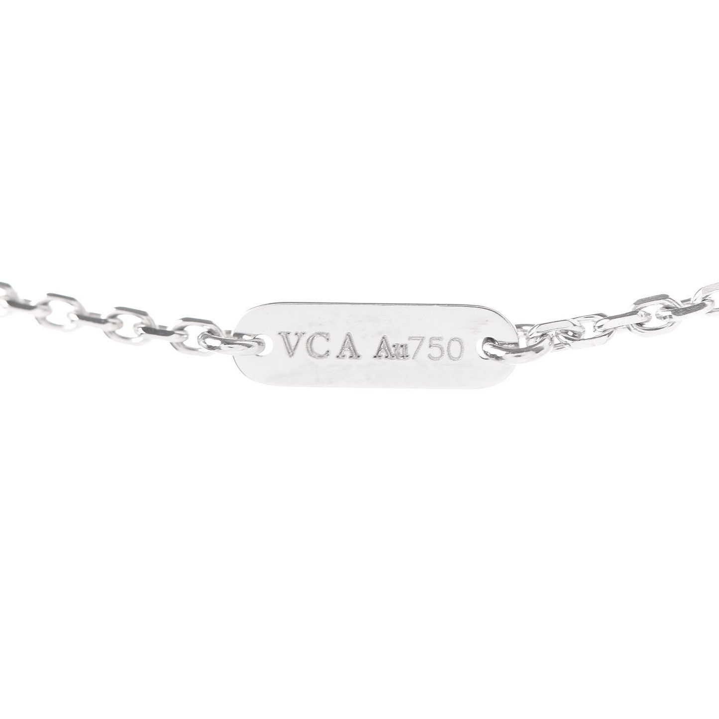 18K White Gold Diamond Vintage Alhambra Pendant Necklace