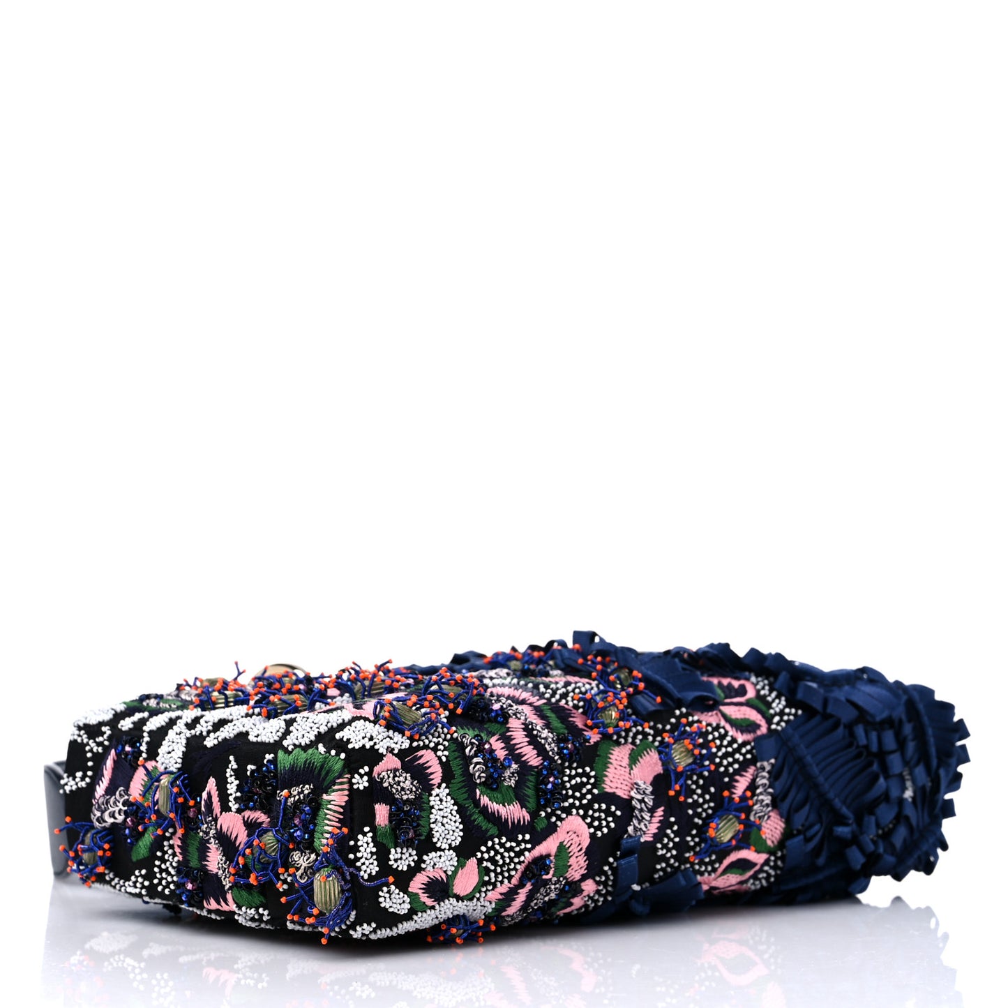 Ribbon Embroidered Beaded Floral Lady D-Joy Blue Multicolor