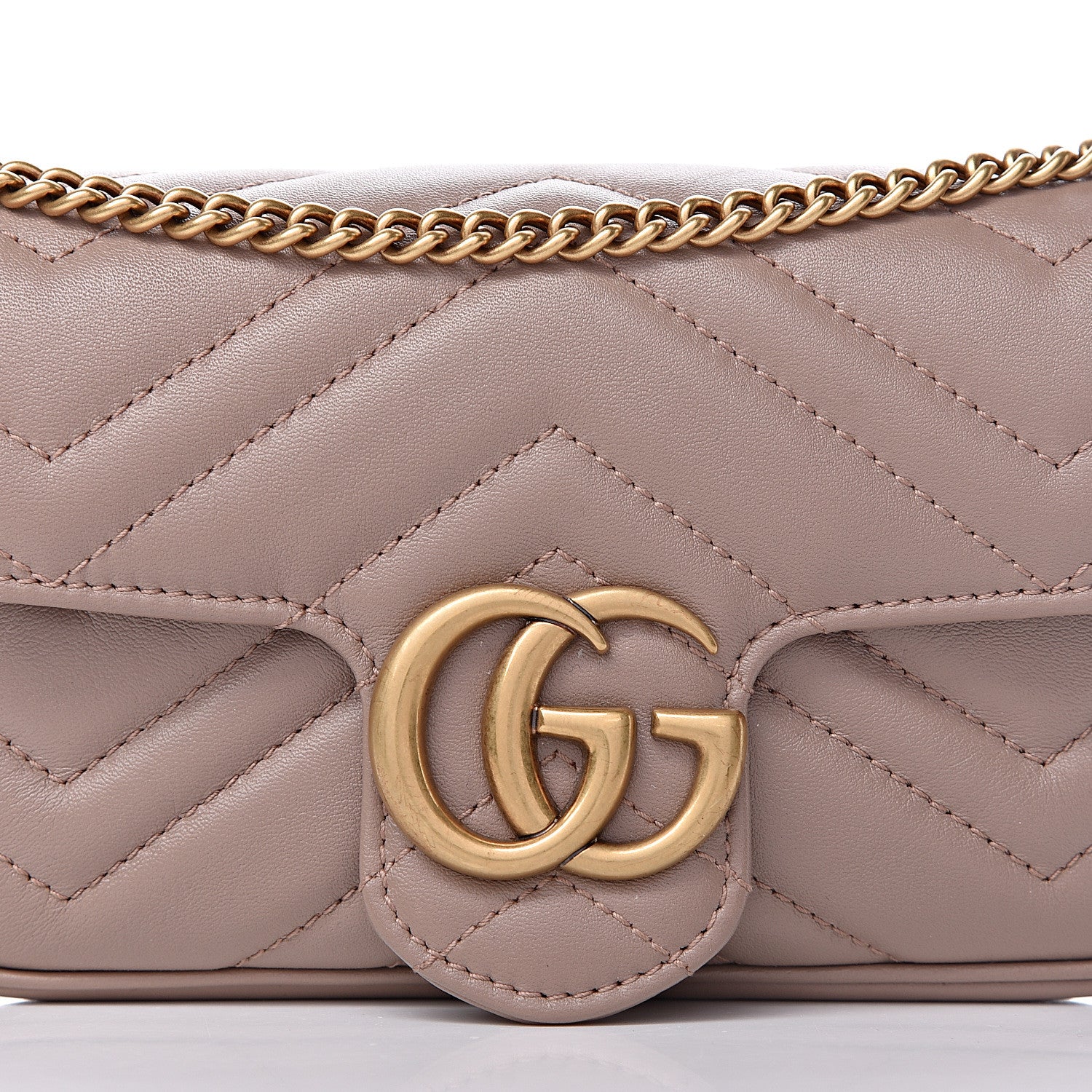 Gucci Calfskin Matelasse Super Mini GG Marmont Shoulder Bag Porcelain Rose 10 of 11