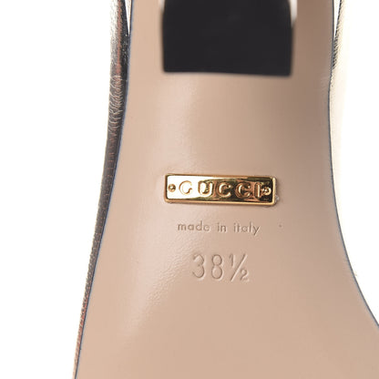 Gucci Metallic Nappa Dora Tiger Head Mid Heel Slide Sandals 38.5 Gold 7 of 9
