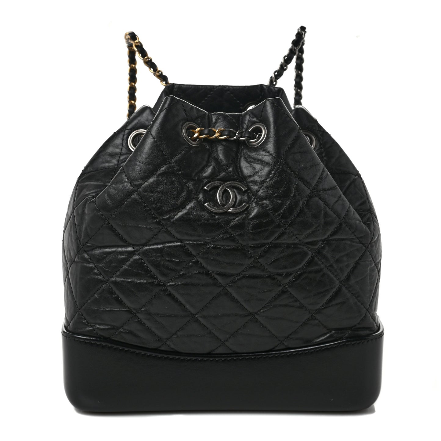 Aged Calfskin Quilted Small Gabrielle Backpack Black