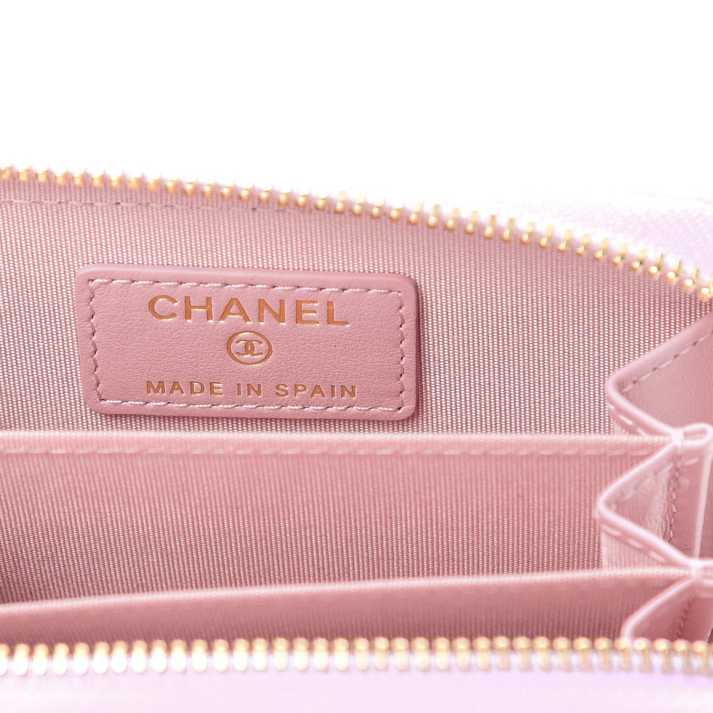 Lambskin Quilted 19 Zip Around Coin Purse Wallet Light Pink