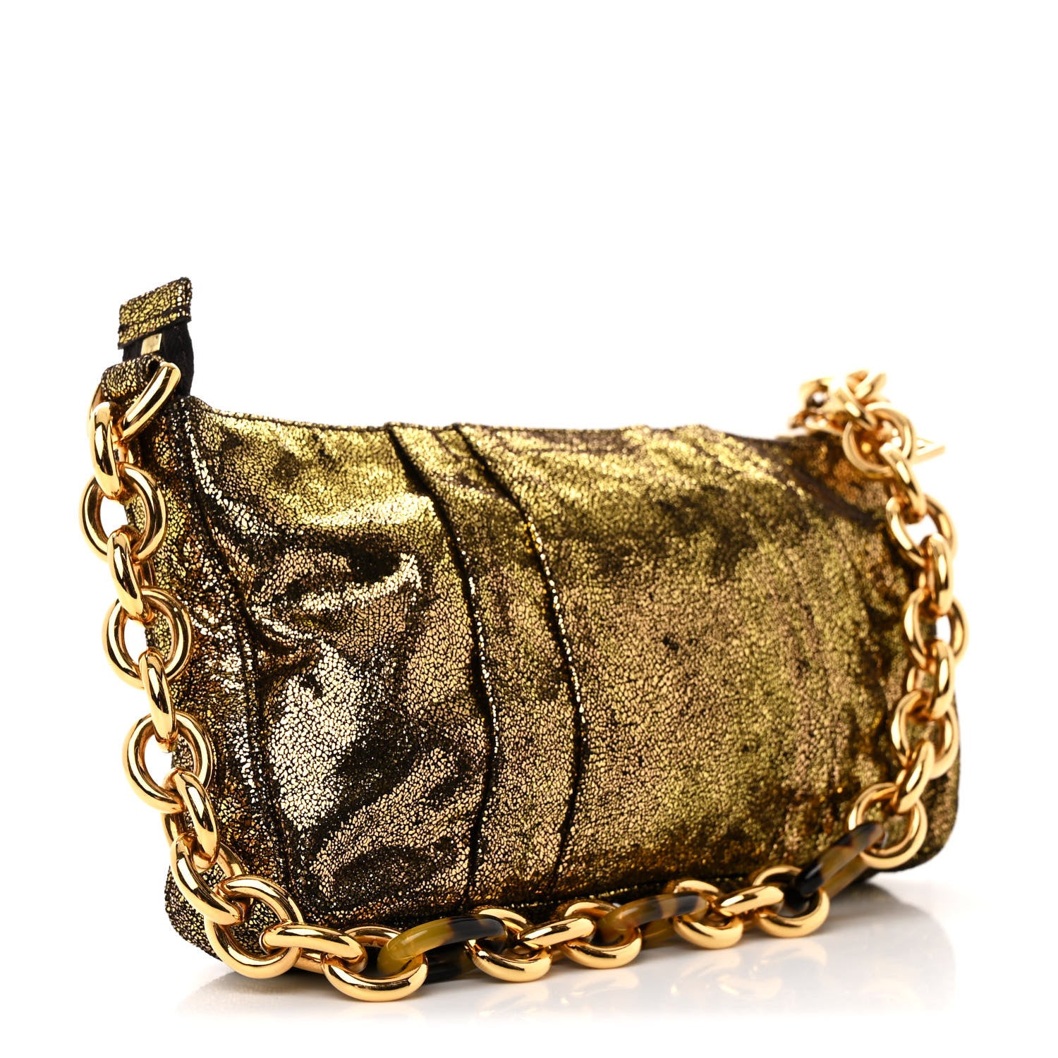 Fendi Metallic Canvas Pochette Gold 3 of 12