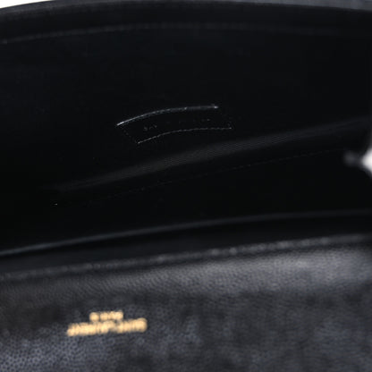 Saint Laurent Grain De Poudre Matelasse Chevron Monogram Envelope Clutch Black 5 of 7