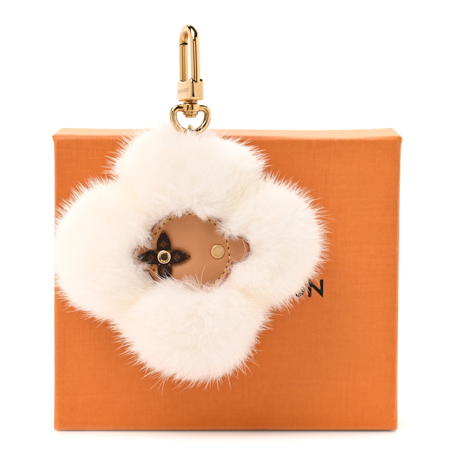 Louis Vuitton Calfskin Mink Fur Vivienne Bag Charm Key Holder White 5 of 5