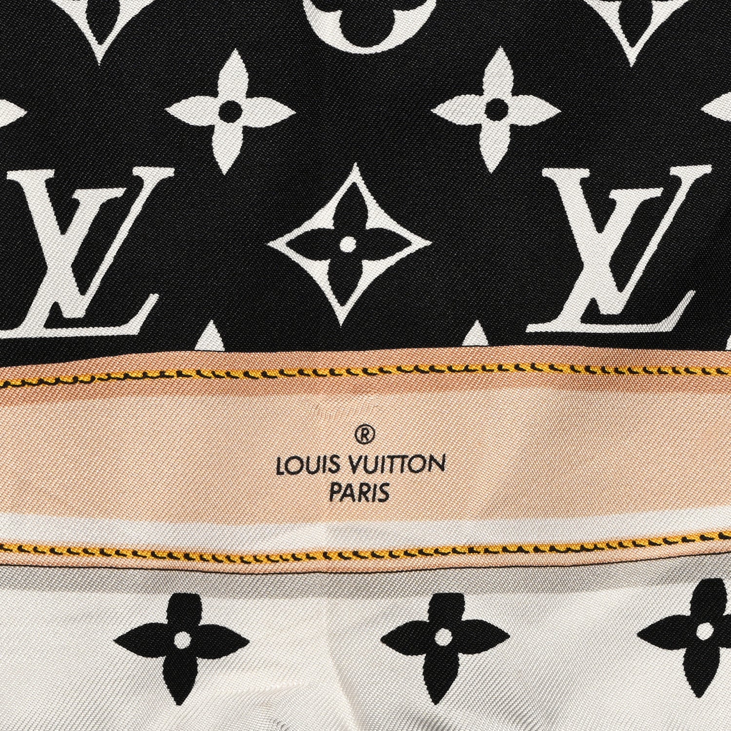 Louis Vuitton Silk Monogram Confidential Square 45 Scarf Black White 2 of 4