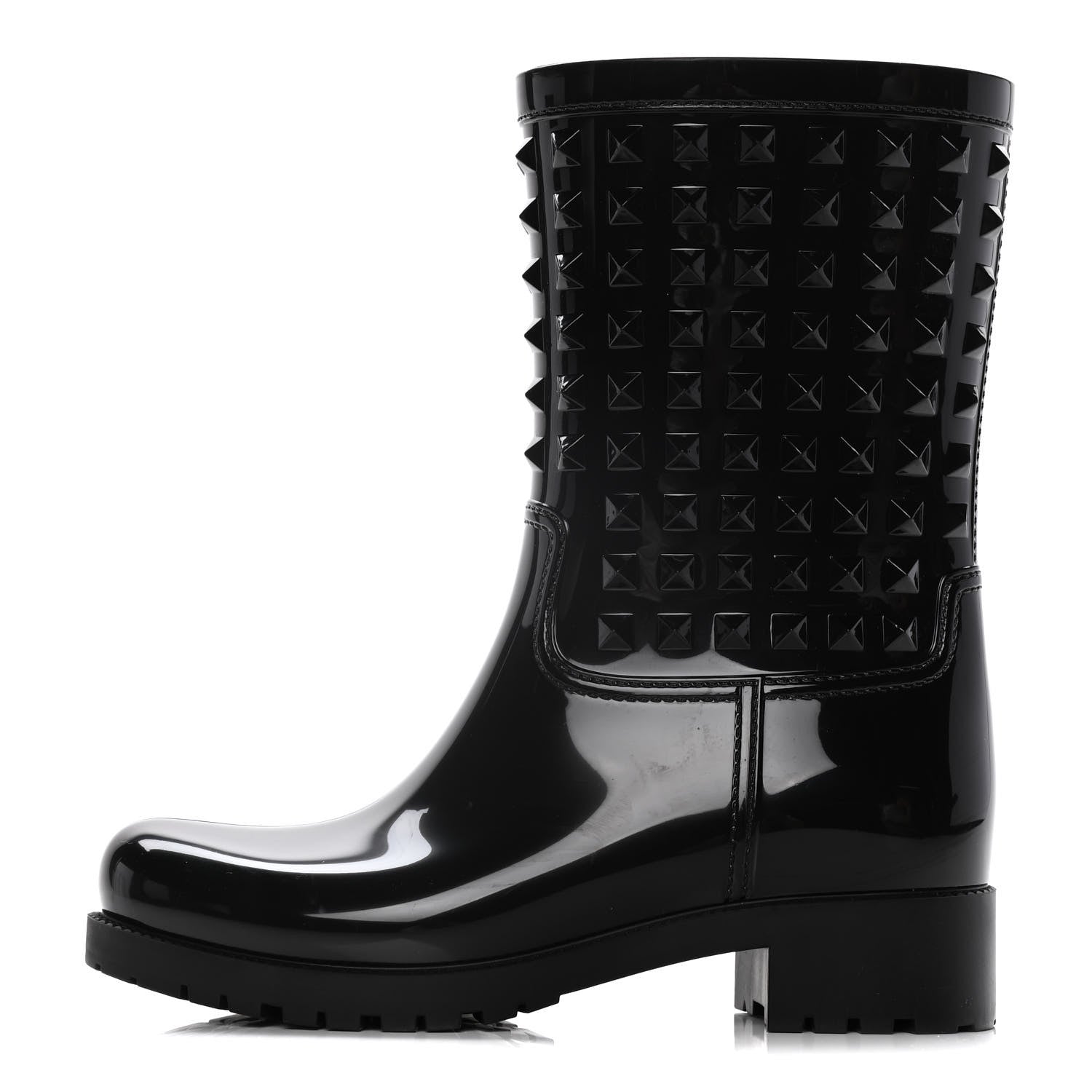 Valentino Garavani Rubber Rockstud Short Rainboots 37 Black 1 of 12