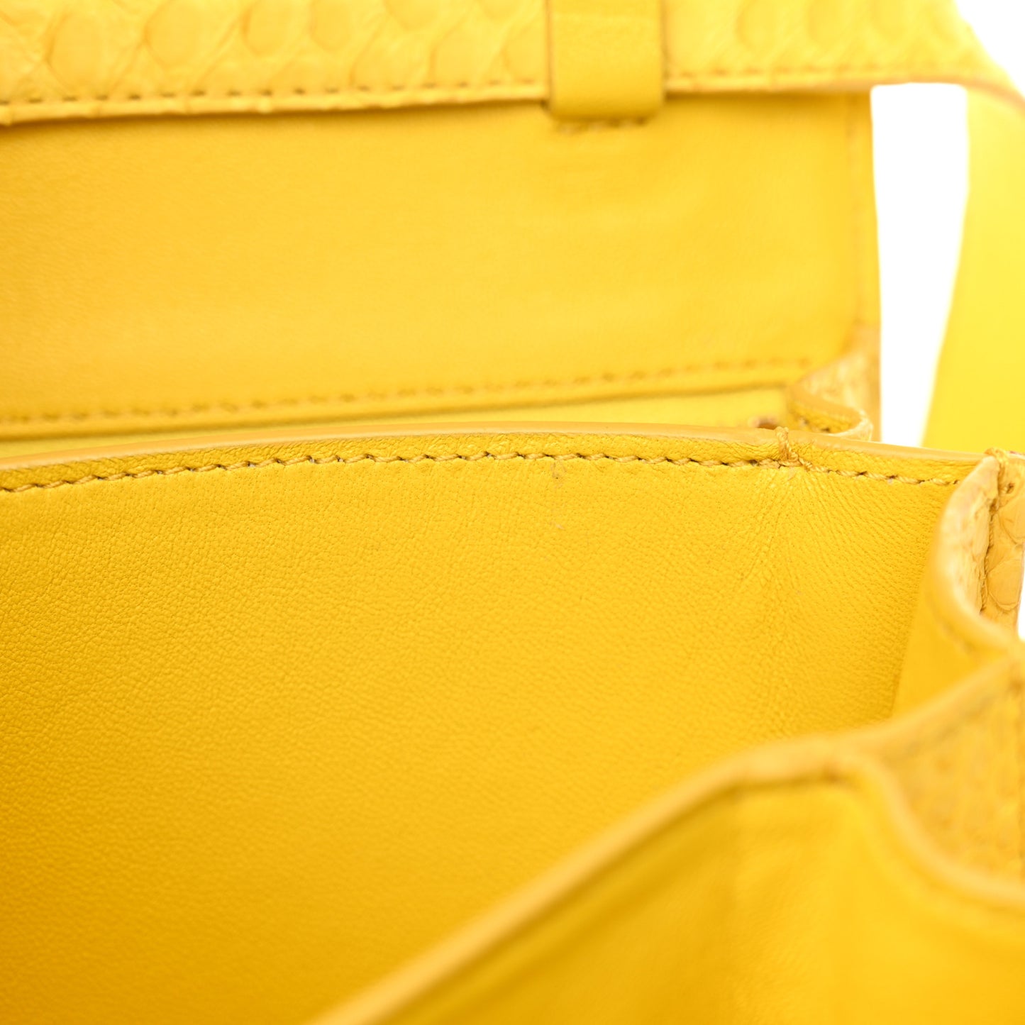 Snakeskin Small Classic Box Flap Bag Yellow