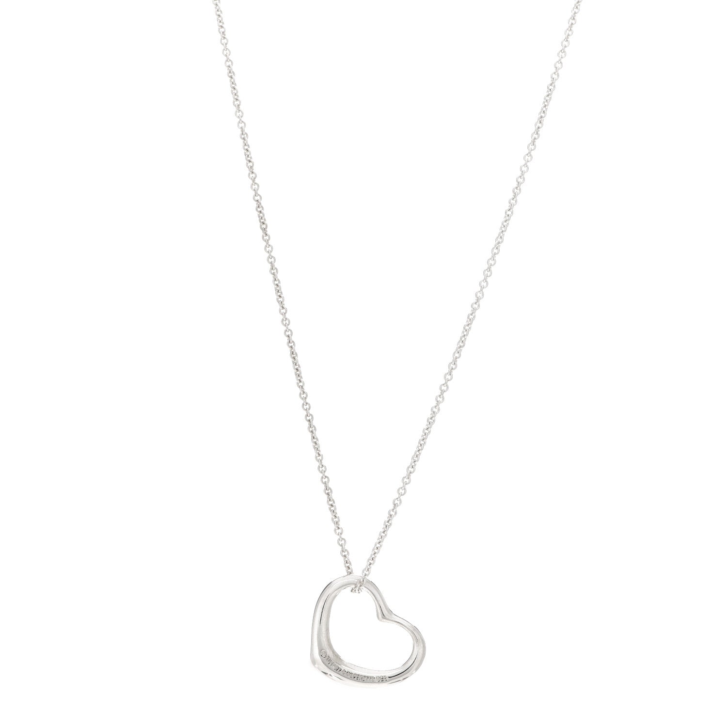 Tiffany Sterling Silver 22mm Elsa Peretti Open Heart Pendant Necklace 1 of 6