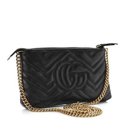 Gucci Calfskin Matelasse Mini GG Marmont Chain Bag Black 3 of 10