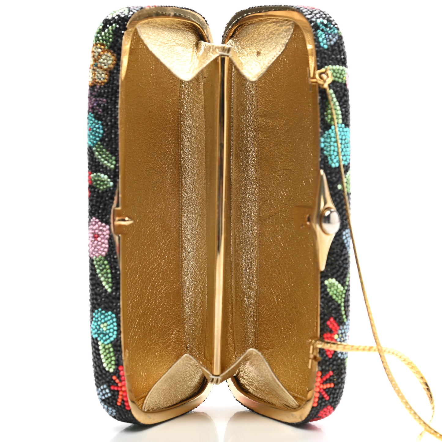 Swarovski Crystal Flower Clutch Black Gold Multicolor