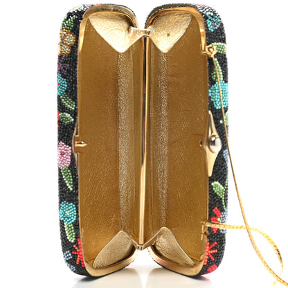 Judith Leiber Swarovski Crystal Flower Clutch Black Gold Multicolor 5 of 8