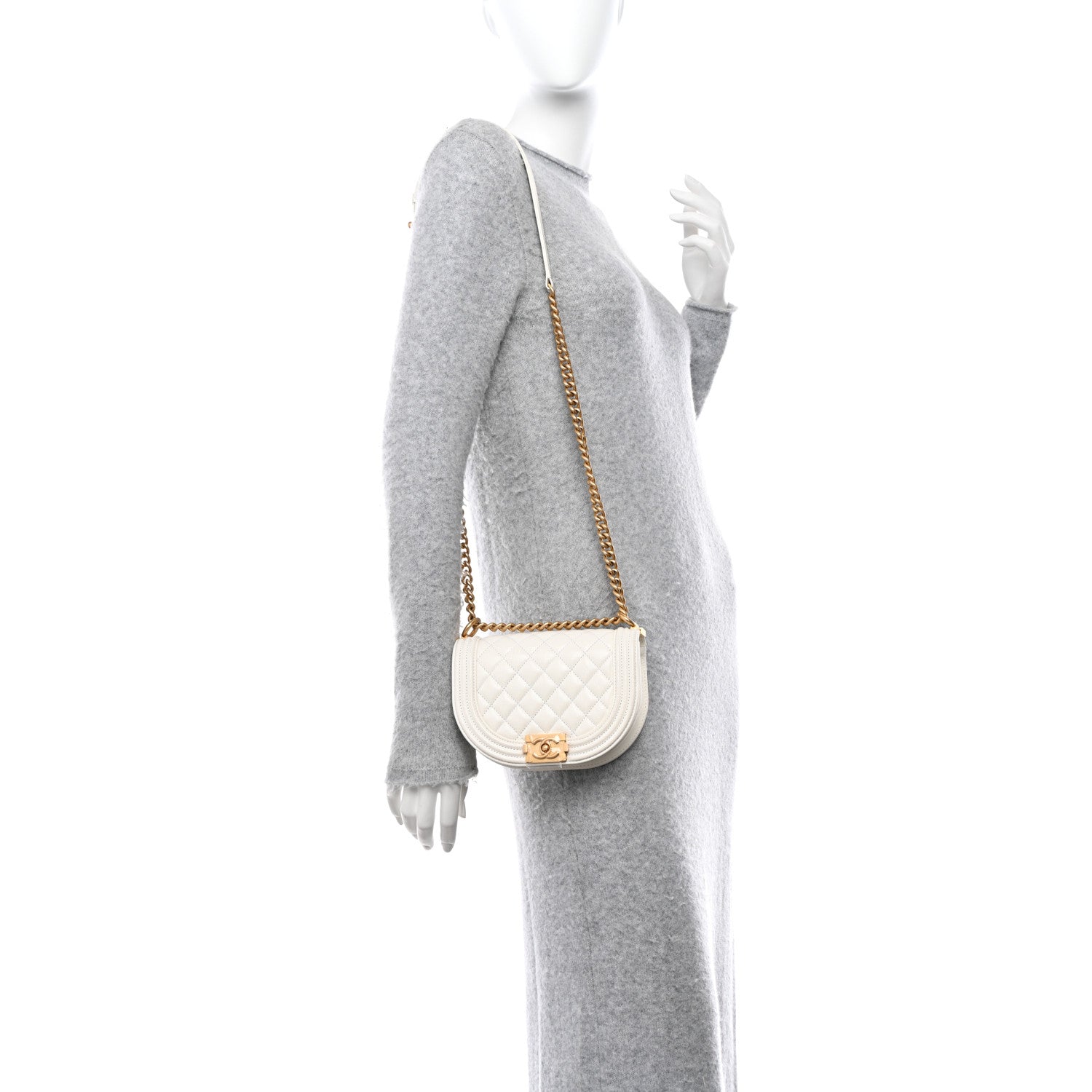 Chanel Caviar Quilted Small Boy Messenger Bag White 2 of 12